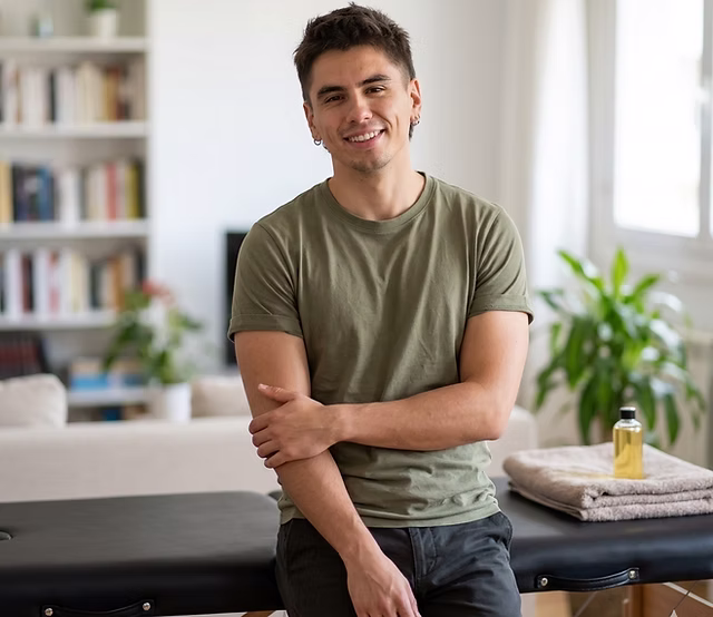 Fisioterapeuta durante una sesión de rehabilitación
